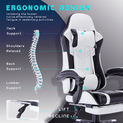 angepasste Farbe Hochrücken Video Ergonomischer Rennstuhl Metall-PC-Spielstuhl mit Fußstütze