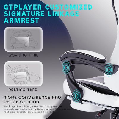 angepasste Farbe Hochrücken Video Ergonomischer Rennstuhl Metall-PC-Spielstuhl mit Fußstütze