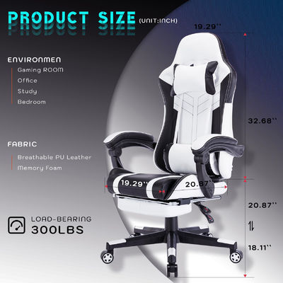 angepasste Farbe Hochrücken Video Ergonomischer Rennstuhl Metall-PC-Spielstuhl mit Fußstütze