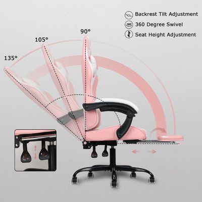 ALINUNU Metall Typ Metall Hochrücken Video Ergonomischer Renncomputer Gaming-Stuhl mit Fußstütze
