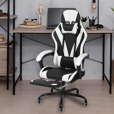 Synthetisches Leder Hochrücken Video Ergonomischer Rennspielstuhl mit Fußstütze ALINUNU
