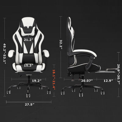 Synthetisches Leder Hochrücken Video Ergonomischer Rennspielstuhl mit Fußstütze ALINUNU