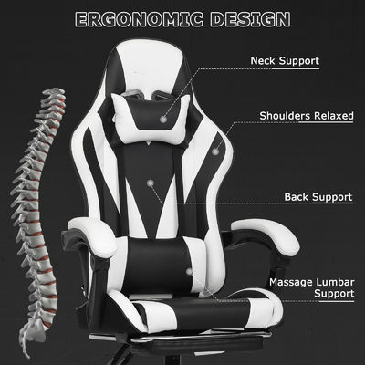 Synthetisches Leder Hochrücken Video Ergonomischer Rennspielstuhl mit Fußstütze ALINUNU