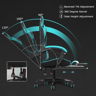 Modernes Design Hochrücken Video Ergonomischer Rennspielstuhl mit Fußstütze Erschwinglich