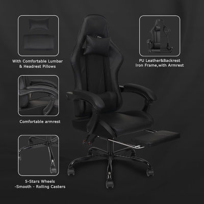 Höchstgewicht von 300 Pfund High Back Gaming Chair mit Fußstütze und Liegestelle Funktion