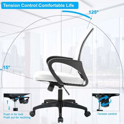ALINUNU White Mesh Executive Chair mit Lendenstütze und Schmetterlingsmechanismus