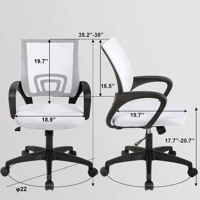 ALINUNU White Mesh Executive Chair mit Lendenstütze und Schmetterlingsmechanismus