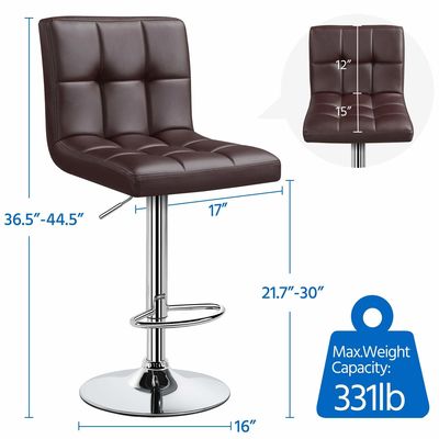 Höhenverstellbare moderne Barständer mit drehbarem PU-Lederstuhl 19,5&quot;D x 17&quot;W x 36,5&quot;H