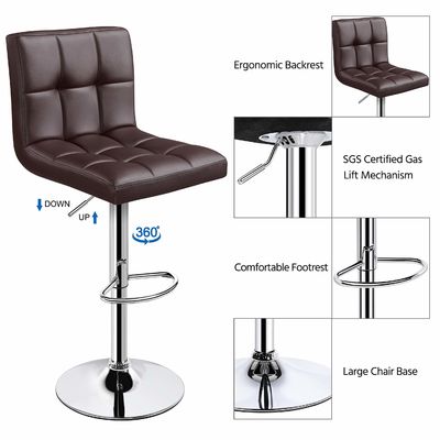 Höhenverstellbare moderne Barständer mit drehbarem PU-Lederstuhl 19,5&quot;D x 17&quot;W x 36,5&quot;H