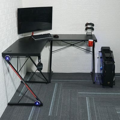 Arbeitsplatz Home Office L-förmiger Computerspieltisch mit rundem Eckmonitor-Stand