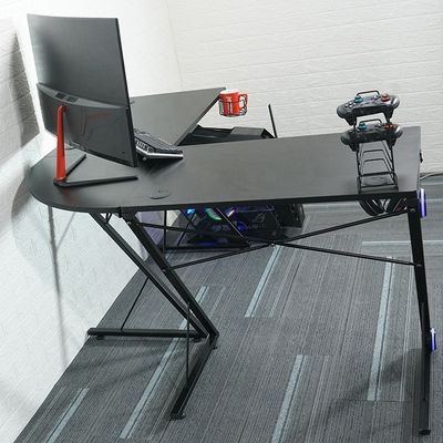 Arbeitsplatz Home Office L-förmiger Computerspieltisch mit rundem Eckmonitor-Stand