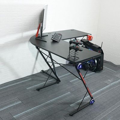 Arbeitsplatz Home Office L-förmiger Computerspieltisch mit rundem Eckmonitor-Stand
