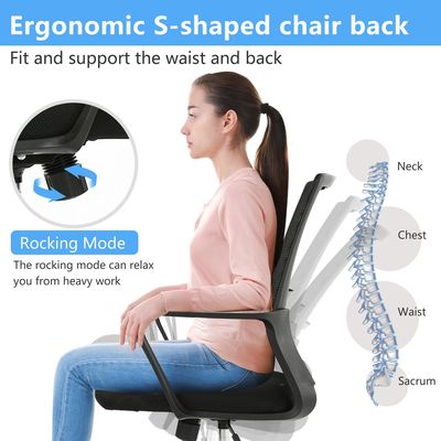ALINUNU Ergonomische Maschen-Computer-Büro-Stuhl Schwenkbare moderne Schreibtischsessel mit Eisenrahmen