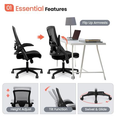Flip-up Armlehnen Mesh Executive Lumbal Support Drehstuhl für das Innenministerium von Alinunu