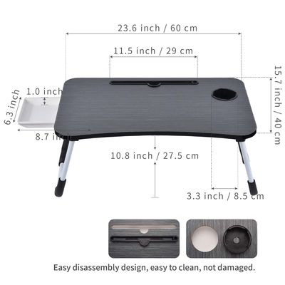 Portable Klappbar Laptop Bett Tisch Schreibtisch Schalter mit Becherhalter 15,7 &quot;D x 23,6&quot; W x 11 &quot;H