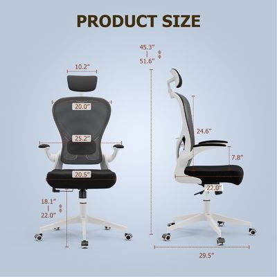 Ergonomischer Schreibtischstuhl für das Home Office Anpassbarer moderner Drehstuhl mit Flip-up-Armen