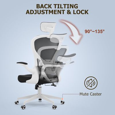 Ergonomischer Schreibtischstuhl für das Home Office Anpassbarer moderner Drehstuhl mit Flip-up-Armen
