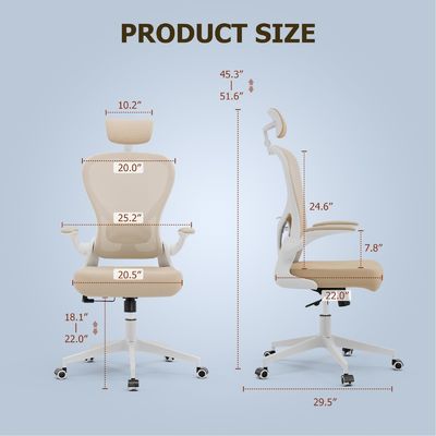 Ergonomischer Schreibtischstuhl für das Home Office Anpassbarer moderner Drehstuhl mit Flip-up-Armen