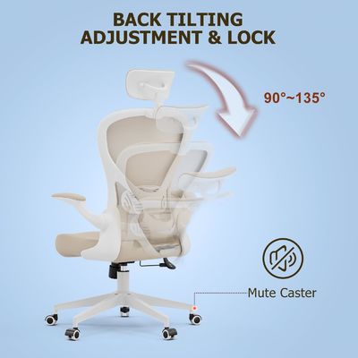 Ergonomischer Schreibtischstuhl für das Home Office Anpassbarer moderner Drehstuhl mit Flip-up-Armen