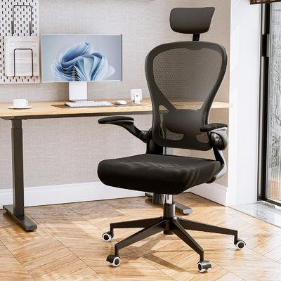 Schwenkbare Funktion und Flip-up Arme Ergonomische Home Office Schreibtischstuhl mit Höhenregelung