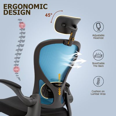 Schwenkbare Funktion und Flip-up Arme Ergonomische Home Office Schreibtischstuhl mit Höhenregelung