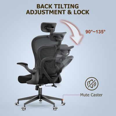 Schwenkbare Funktion und Flip-up Arme Ergonomische Home Office Schreibtischstuhl mit Höhenregelung