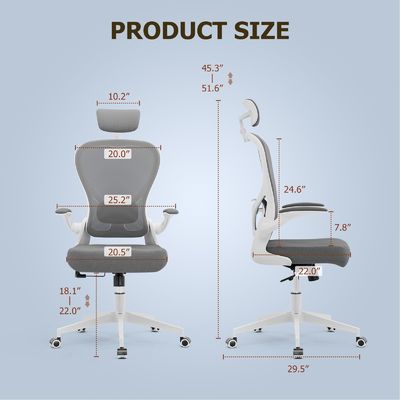 Moderner Drehstuhl mit Flip-up-Armen Metall Typ Metall Ergonomischer Schreibtischstuhl