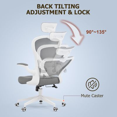Moderner Drehstuhl mit Flip-up-Armen Metall Typ Metall Ergonomischer Schreibtischstuhl