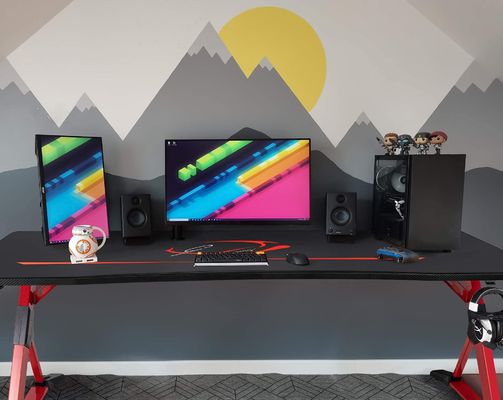 Kunststoffflächen-Z-förmiger Spieltisch mit Griff-Rack-Cuphalter und Kopfhörerhaken
