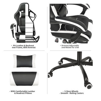 Ergonomisch gestalteter Spielstuhl mit Lendenstütze und Fußstütze