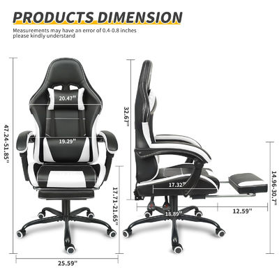 Ergonomisch gestalteter Spielstuhl mit Lendenstütze und Fußstütze