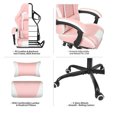 ALINUNU Gaming Chair Höhenanpassung mit Lendenstütze und Fußstütze