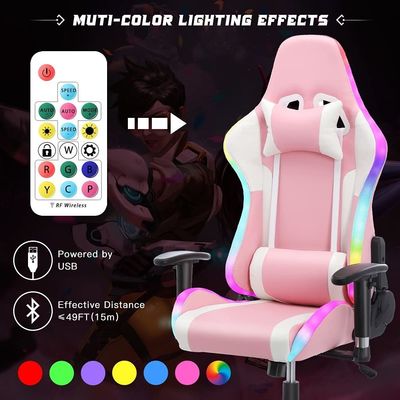 Verstellbarer Computerspielstuhl mit Massage und LED-Lichtbar ALINUNU