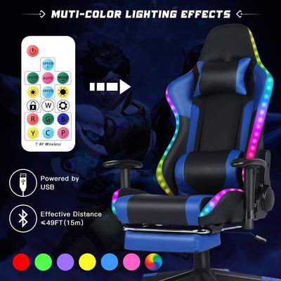 Customized Farbe Leder RGB Gaming Drehstuhl mit LED-Lichtbar und Massage-Funktion