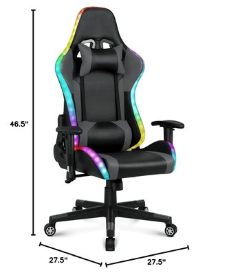 27.5&quot;D x 27.5&quot;W x 46.5&quot;H Gaming Drehstuhl mit LED-Lichtbar und Massagefunktion
