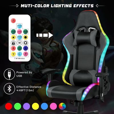 27.5&quot;D x 27.5&quot;W x 46.5&quot;H Gaming Drehstuhl mit LED-Lichtbar und Massagefunktion