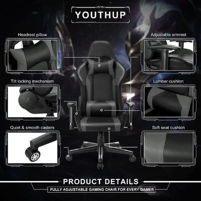 27.5&quot;D x 27.5&quot;W x 46.5&quot;H Gaming Drehstuhl mit LED-Lichtbar und Massagefunktion