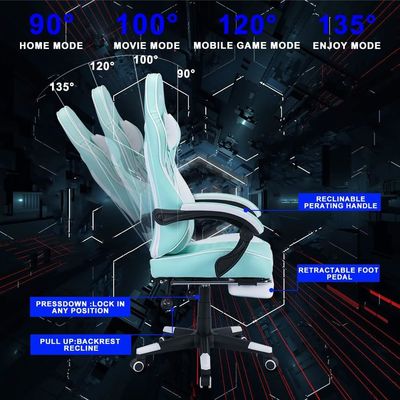 Ergonomischer Dreh- und Spielstuhl Ledersitz mit Massagefunktion und Klappdesign