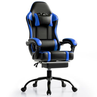 ALINUNU 2024 PC Racing Gaming Chair mit verstellbarer Lederlehne und Fußstütze