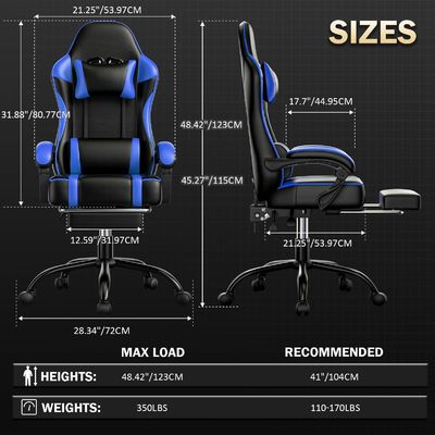 ALINUNU 2024 PC Racing Gaming Chair mit verstellbarer Lederlehne und Fußstütze