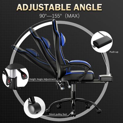 ALINUNU 2024 PC Racing Gaming Chair mit verstellbarer Lederlehne und Fußstütze