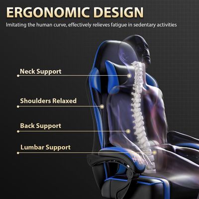 ALINUNU 2024 PC Racing Gaming Chair mit verstellbarer Lederlehne und Fußstütze