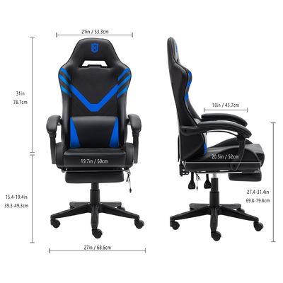 Ergonomischer Computerspielstuhl mit hohem Rücken mit Lendenunterstützung und synthetischem Leder