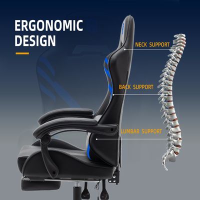 Ergonomischer Computerspielstuhl mit hohem Rücken mit Lendenunterstützung und synthetischem Leder