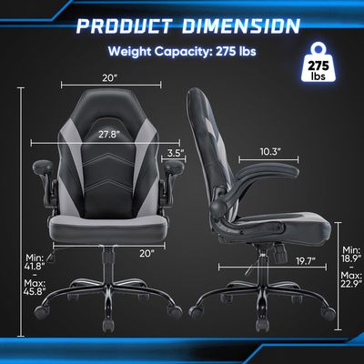 Ergonomischer Spielstuhl mit Einstellbarer Höhe aus Stoff Computerbürostuhl für Videospiele