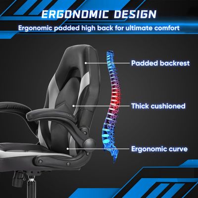 Ergonomischer Spielstuhl mit Einstellbarer Höhe aus Stoff Computerbürostuhl für Videospiele