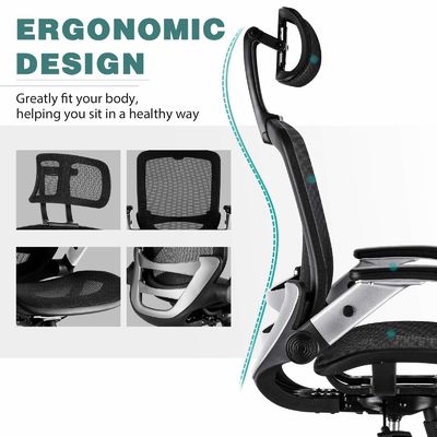 Ergonomischer Schreibtischstuhl mit verstellbarer Kopfstütze und Liftstuhl im Flip-Arm-Stil
