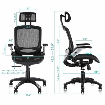 Ergonomischer Schreibtischstuhl mit verstellbarer Kopfstütze und Liftstuhl im Flip-Arm-Stil