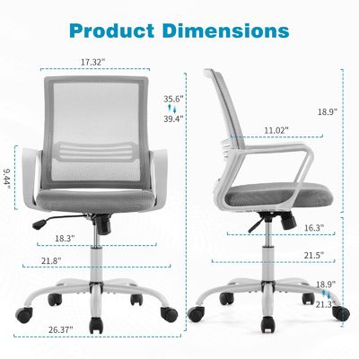 Ergonomischer Bürostuhl, Farbgeschneiderter Schwenkstuhl mit Lendenstütze und Armlehnen