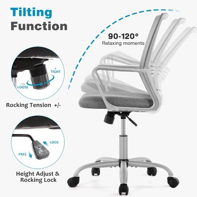 Ergonomischer Bürostuhl, Farbgeschneiderter Schwenkstuhl mit Lendenstütze und Armlehnen
